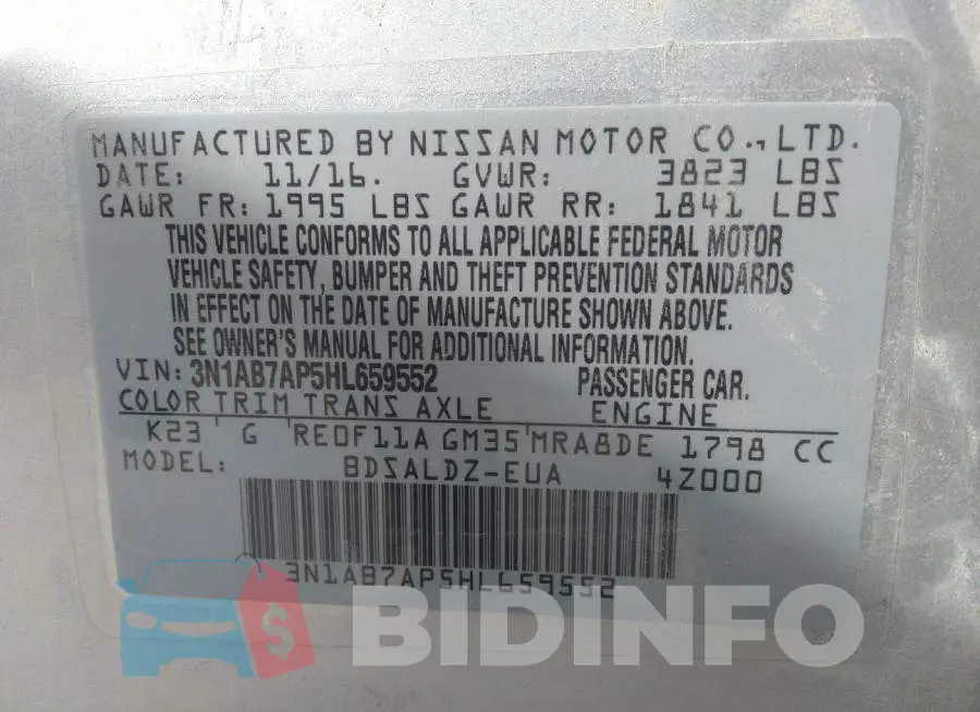 3N1AB7AP5HL659552 Photo# 9