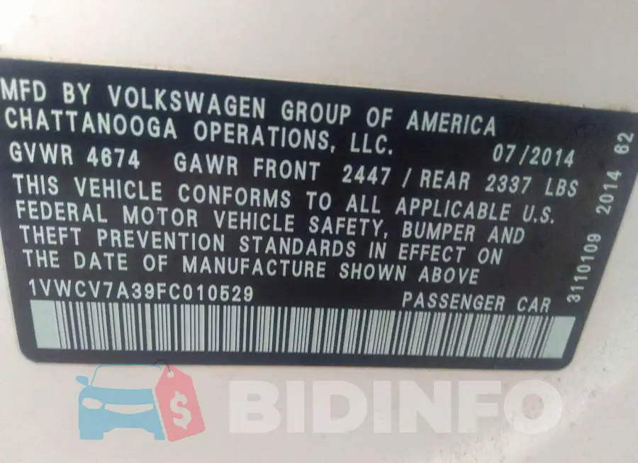 1VWCV7A39FC010529 Photo# 9
