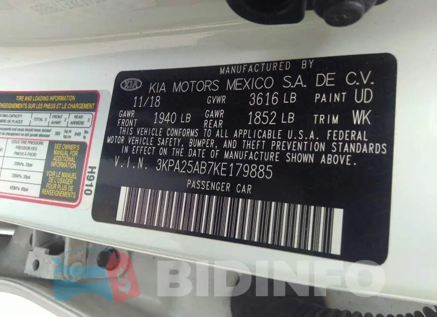 3KPA25AB7KE179885 Photo# 9