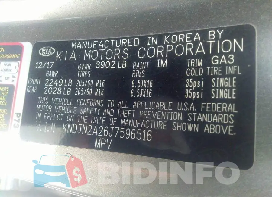 KNDJN2A26J7596516 Photo# 9