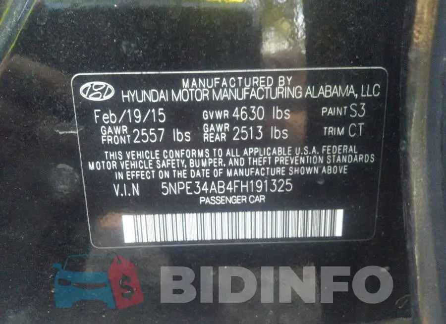 5NPE34AB4FH191325 Photo# 9