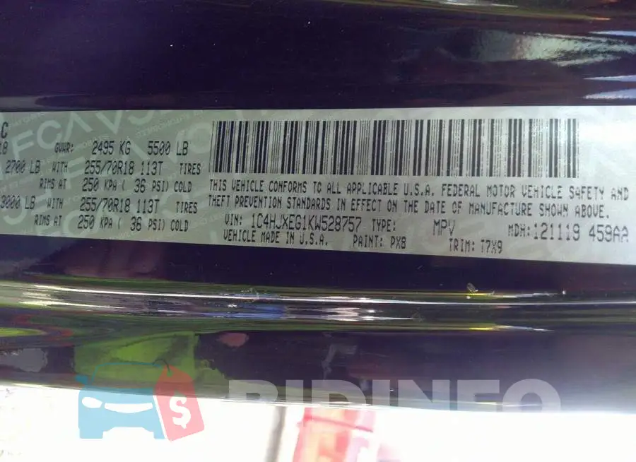 1C4HJXEG1KW528757 Photo# 9