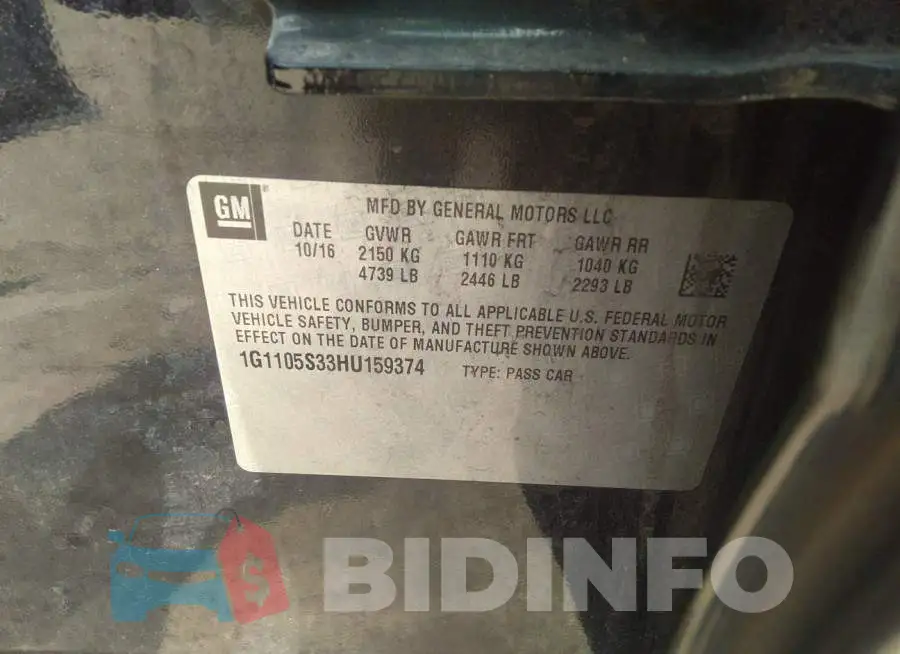 1G1105S33HU159374 Photo# 9