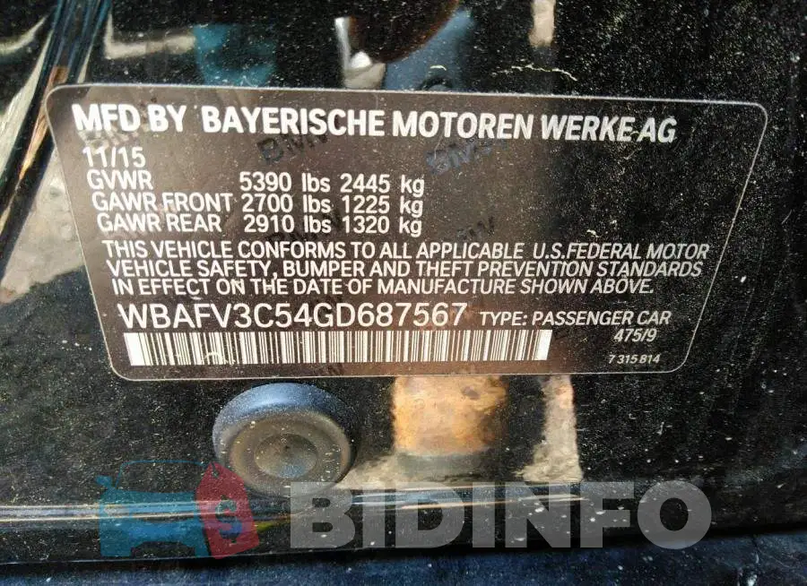 WBAFV3C54GD687567 Photo# 9
