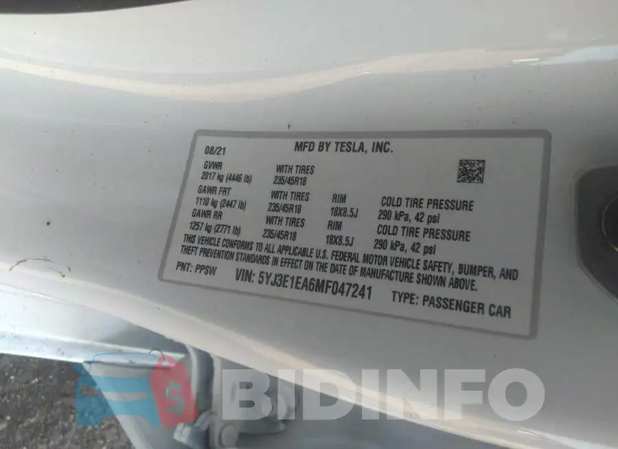 5YJ3E1EA6MF047241 Photo# 9