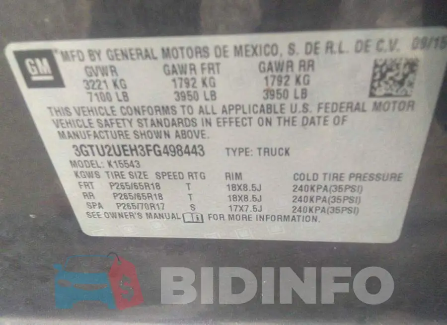 3GTU2UEH3FG498443 Photo# 9