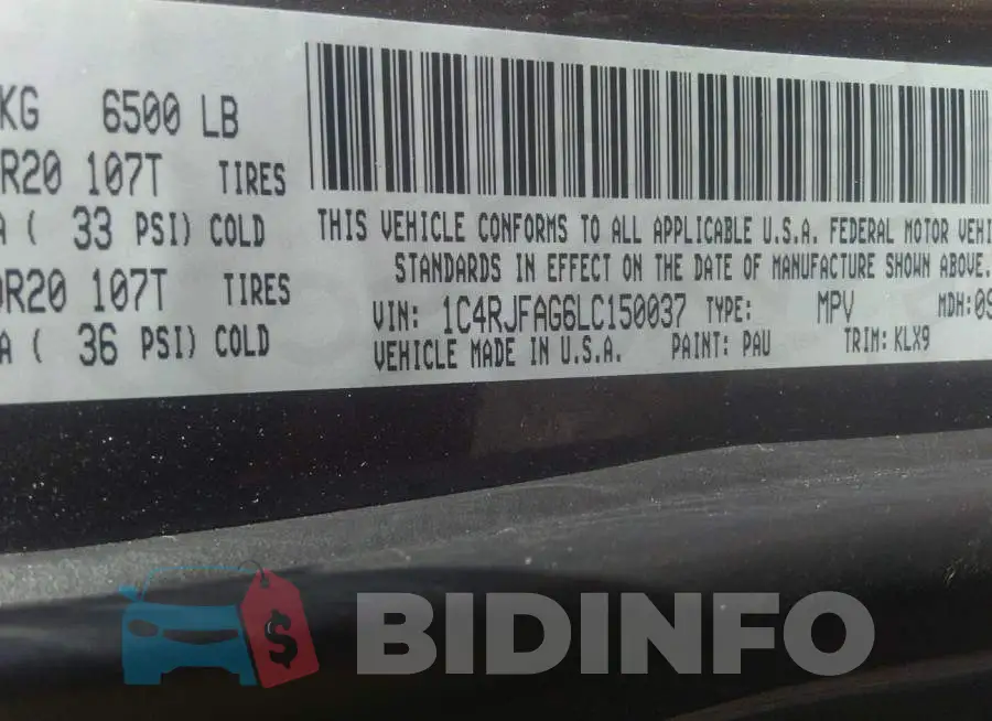 1C4RJFAG6LC150037 Photo# 9