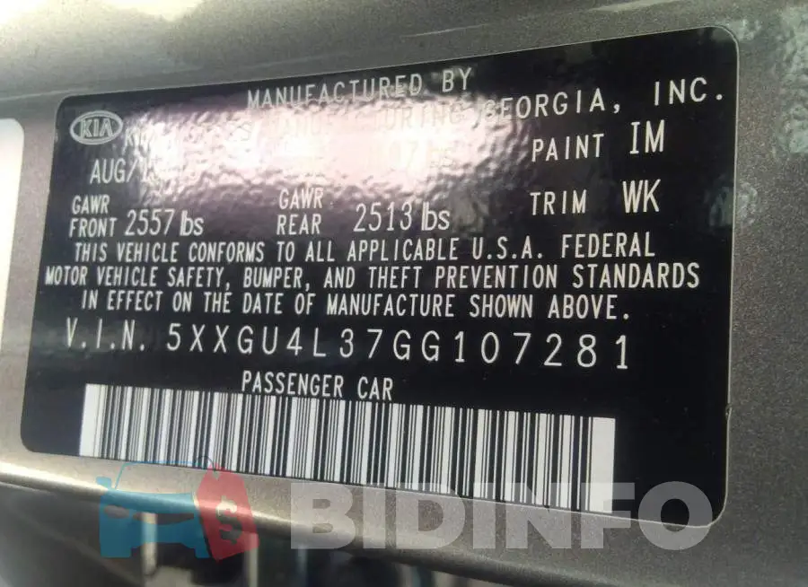 5XXGU4L37GG107281 Photo# 9