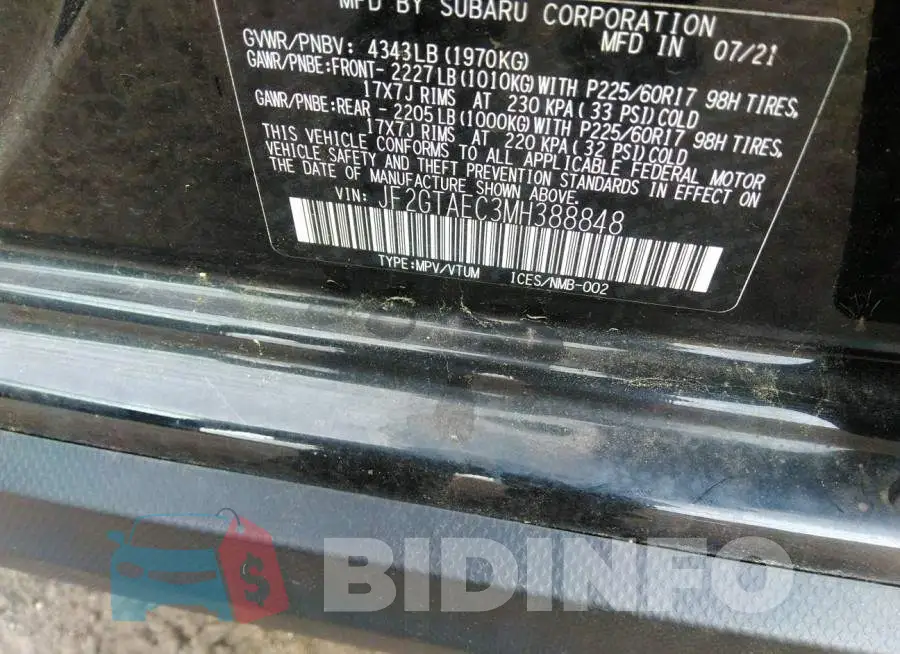 JF2GTAEC3MH388848 Photo# 9