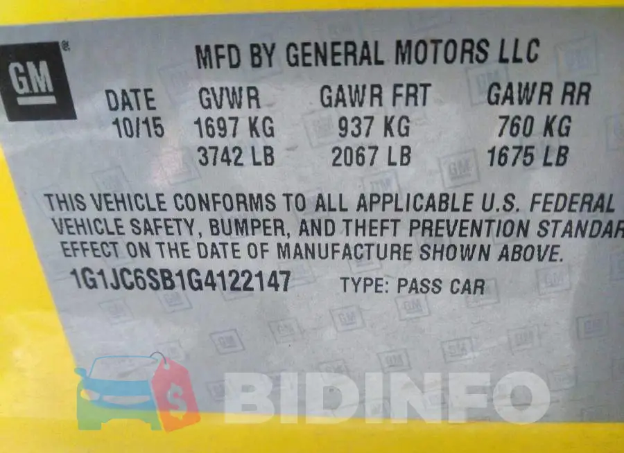 1G1JC6SB1G4122147 Photo# 9