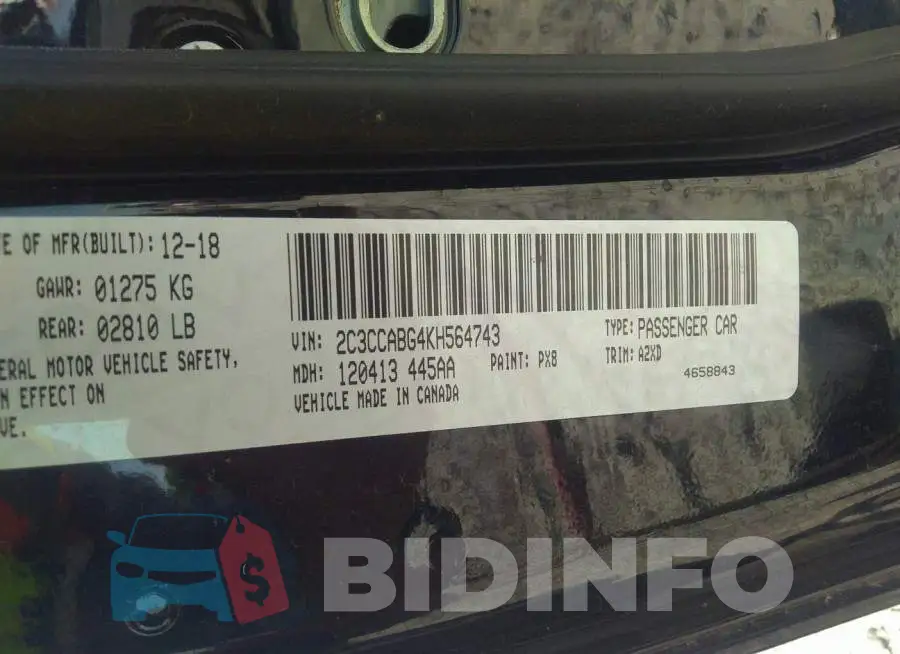 2C3CCABG4KH564743 Photo# 9