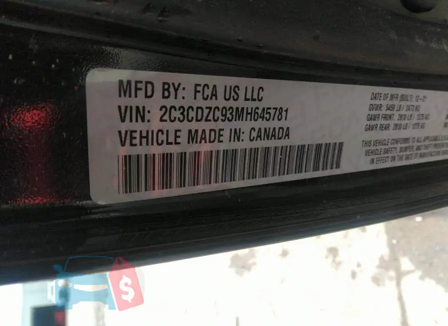 2C3CDZC93MH645781 Photo# 9