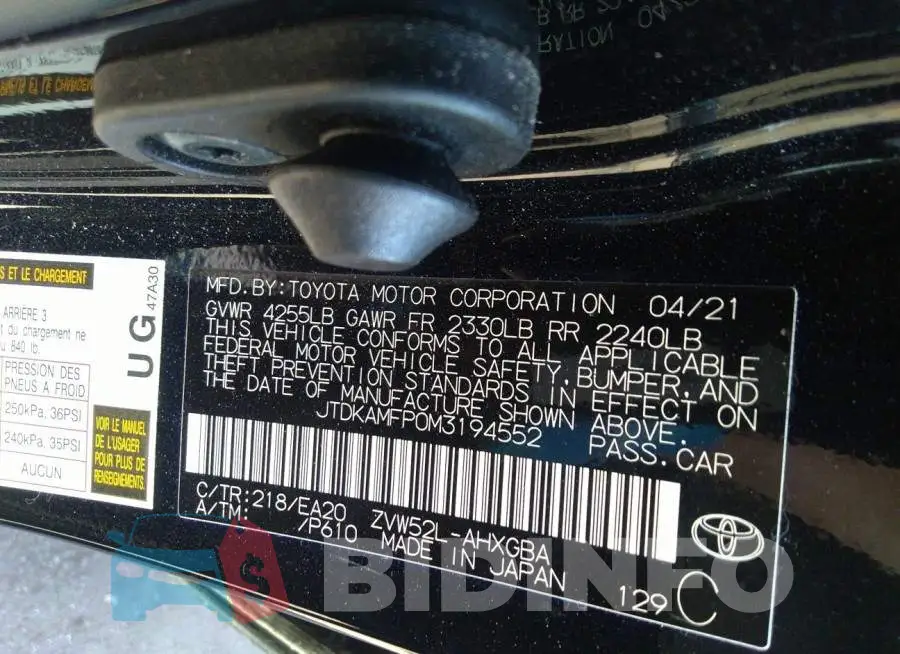 JTDKAMFP0M3194552 Photo# 9