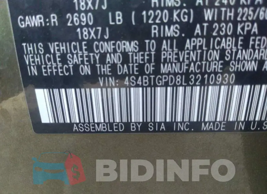 4S4BTGPD8L3210930 Photo# 9