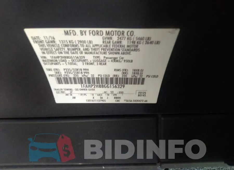 1FAHP2H88GG156329 Photo# 9