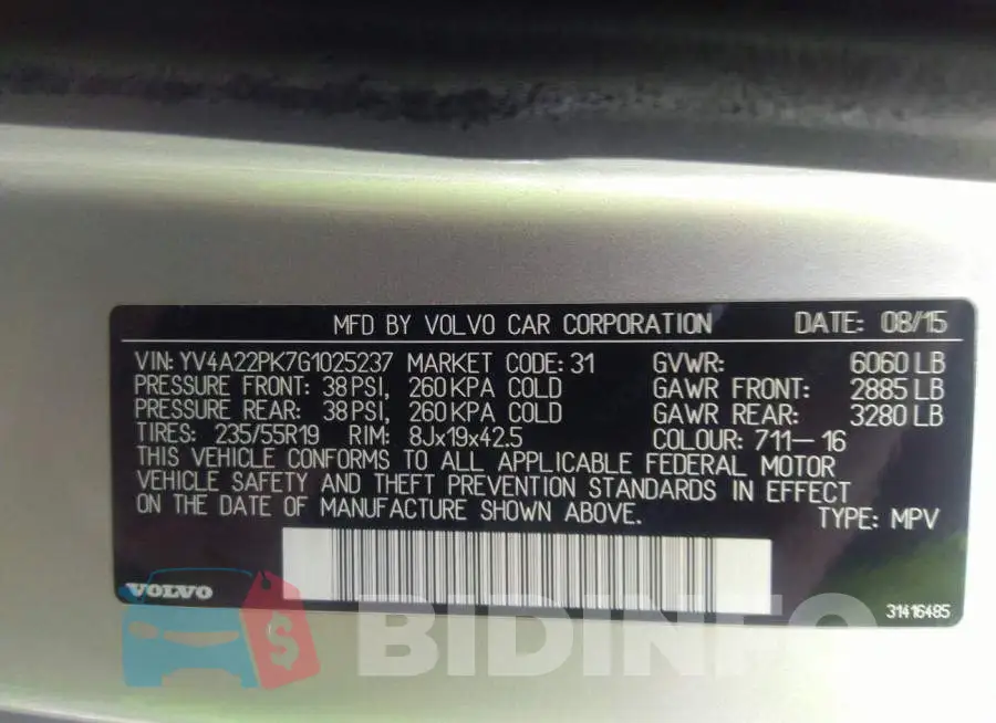 YV4A22PK7G1025237 Photo# 9
