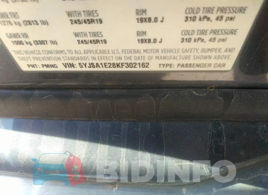 5YJSA1E28KF302162 Photo# 9