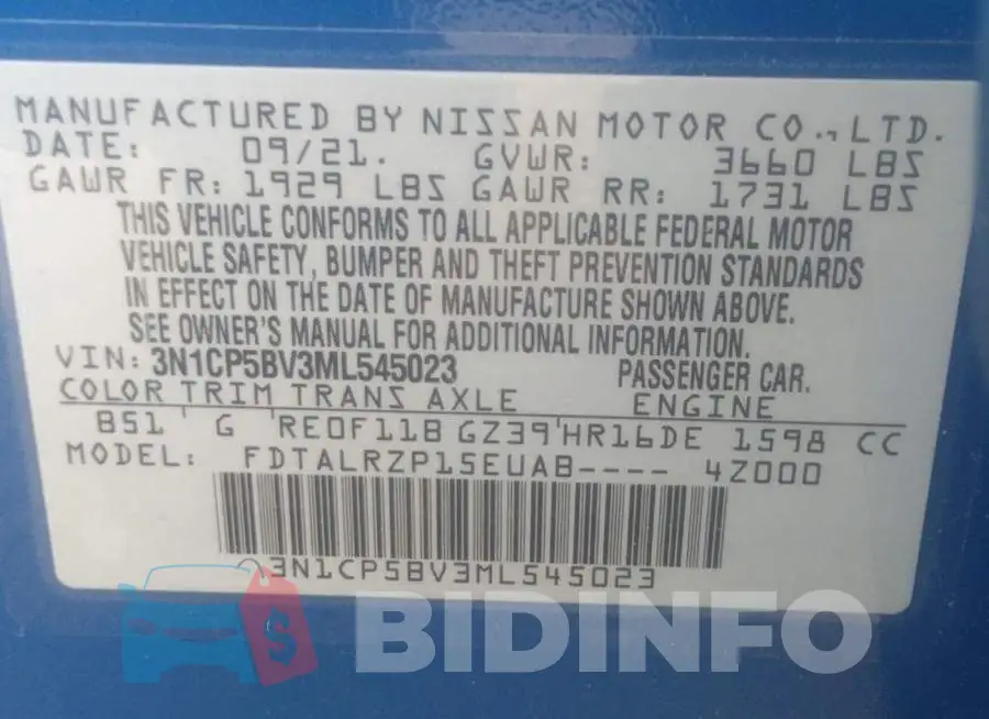 3N1CP5BV3ML545023 Photo# 9