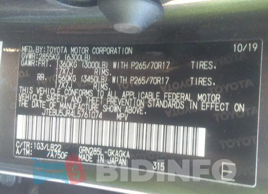 JTEBU5JR4L5761074 Photo# 9