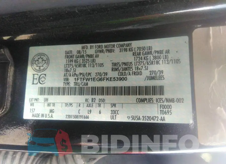 1FTFW1EG6FKE53900 Photo# 9