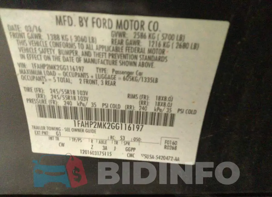 1FAHP2MK2GG116197 Photo# 9