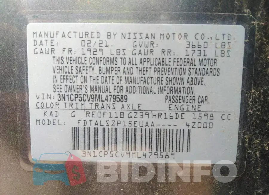 3N1CP5CV9ML479589 Photo# 9