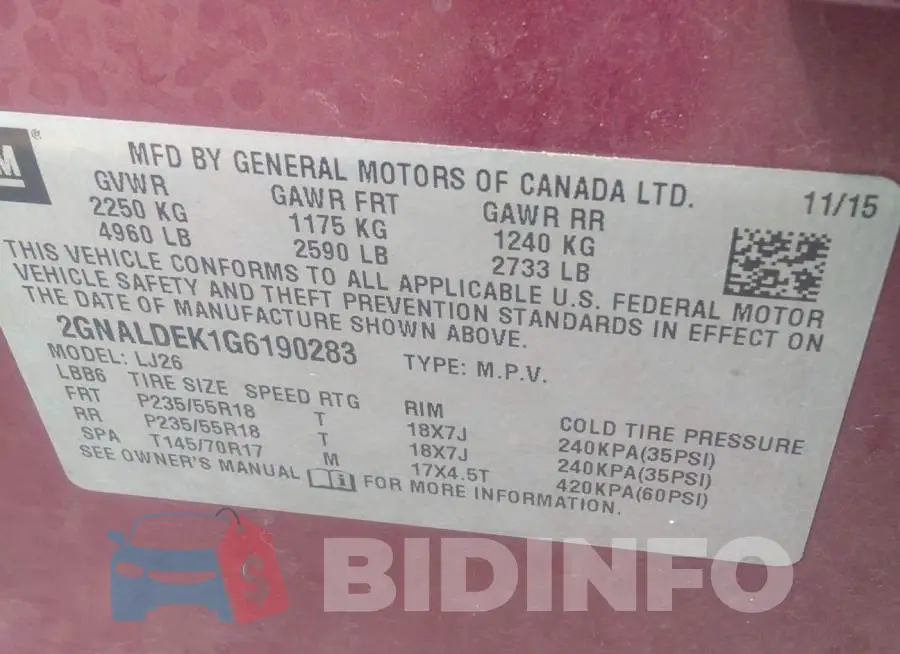 2GNALDEK1G6190283 Photo# 9