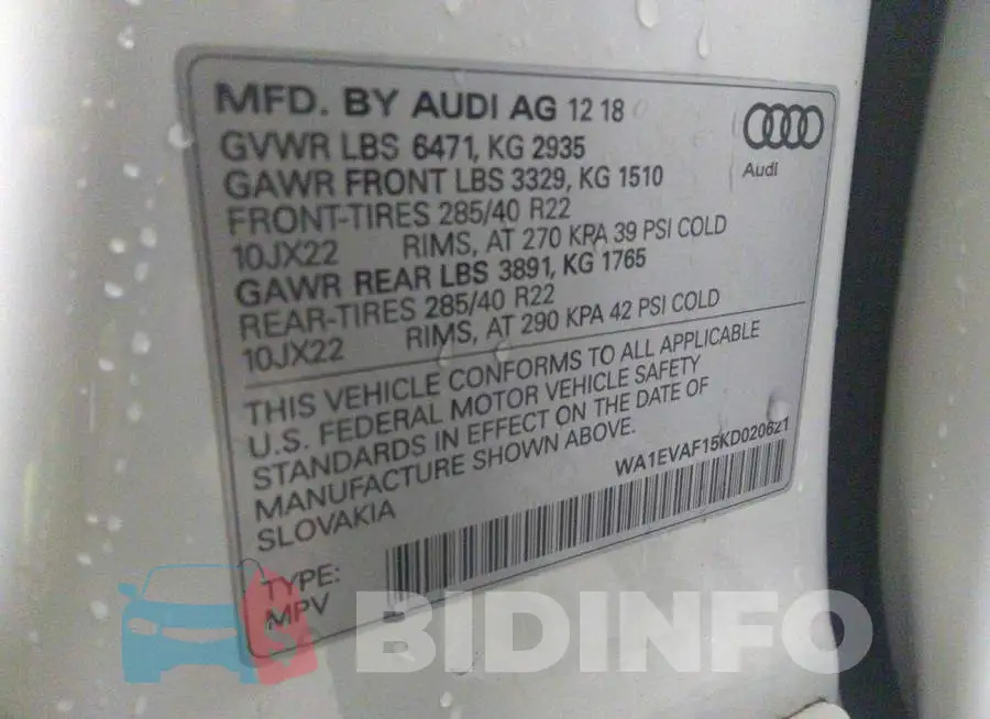 WA1EVAF15KD020621 Photo# 9