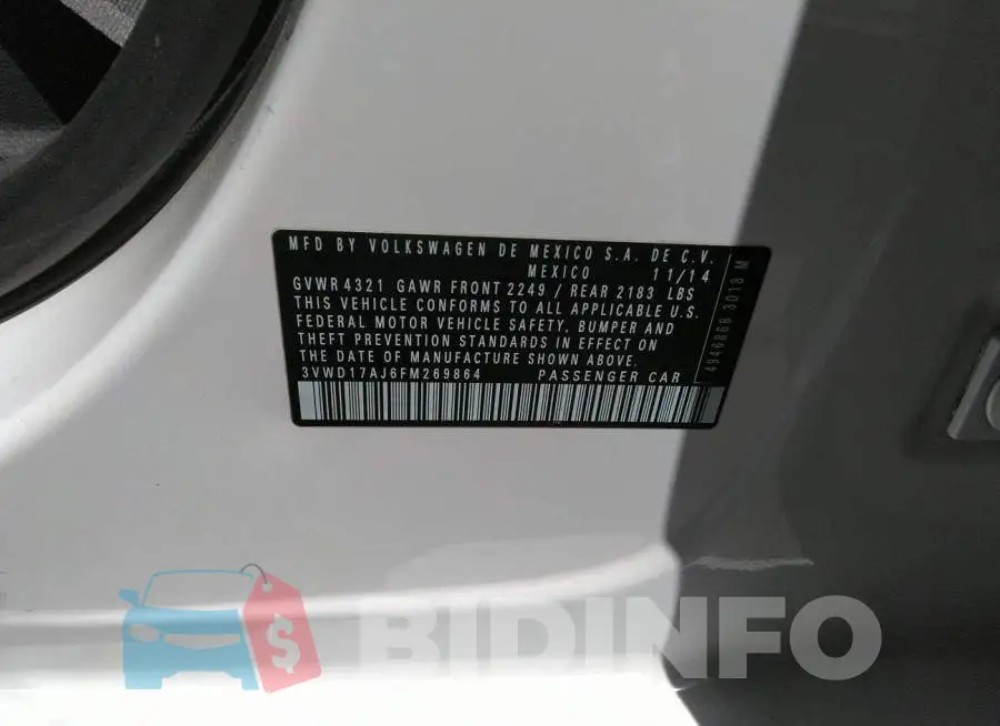 3VWD17AJ6FM269864 Photo# 9