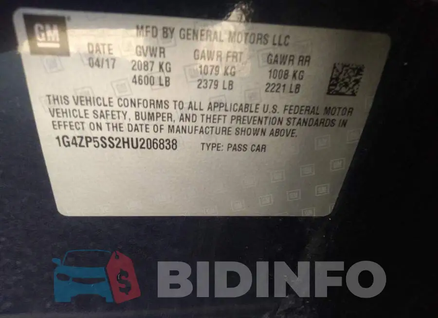 1G4ZP5SS2HU206838 Photo# 9