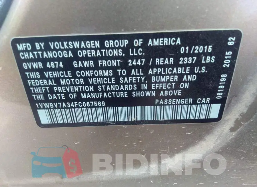 1VWBV7A34FC067569 Photo# 9
