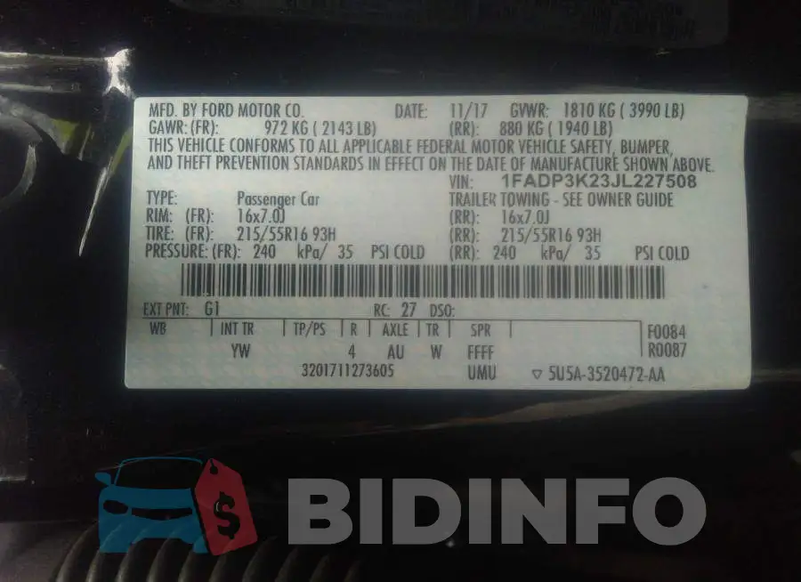 1FADP3K23JL227508 Photo# 8