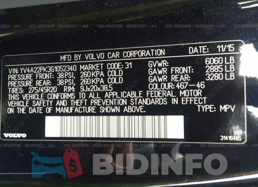 YV4A22PK3G1052340 Photo# 9