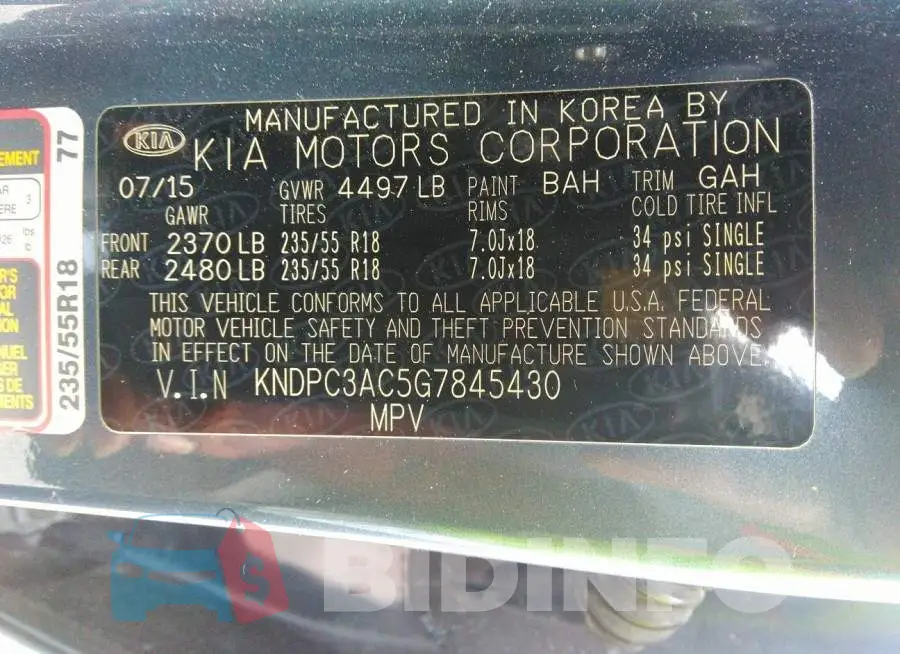 KNDPC3AC5G7845430 Photo# 9