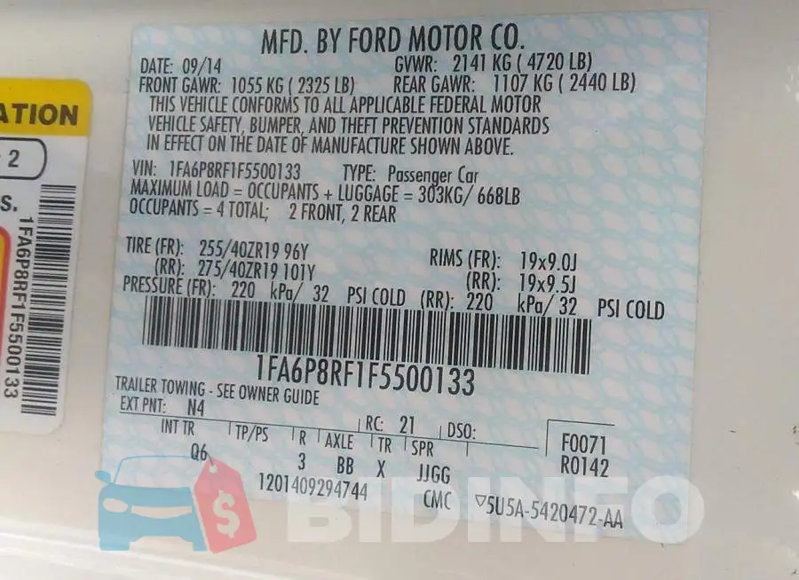 1FA6P8RF1F5500133 Photo# 9