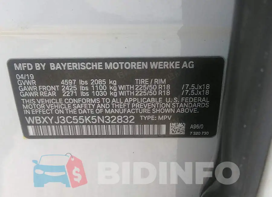WBXYJ3C55K5N32832 Photo# 9