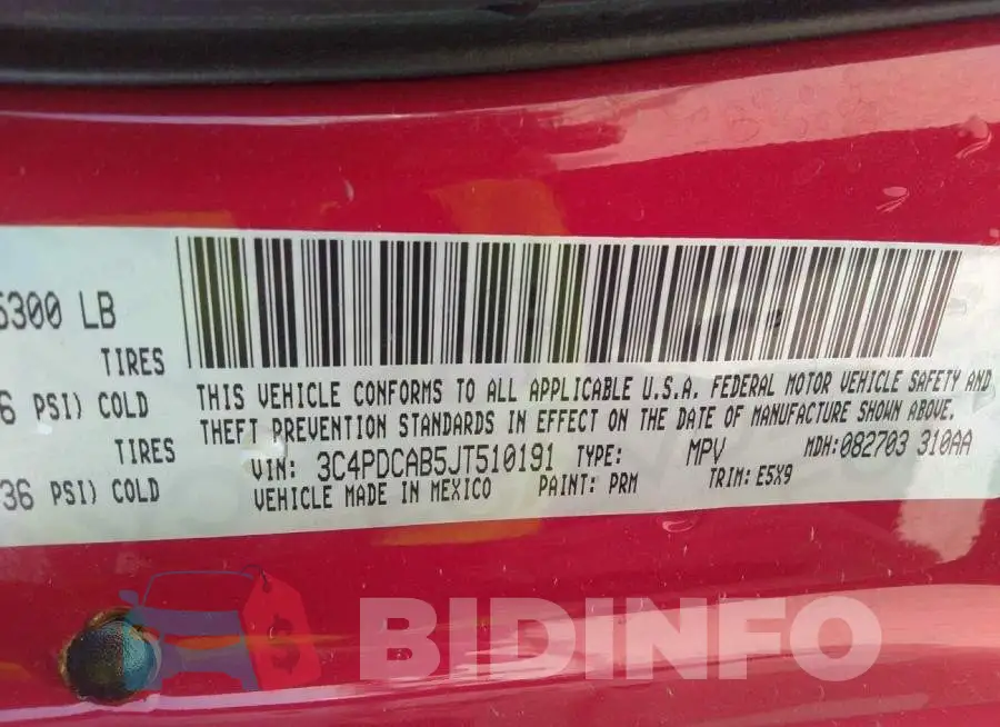 3C4PDCAB5JT510191 Photo# 9