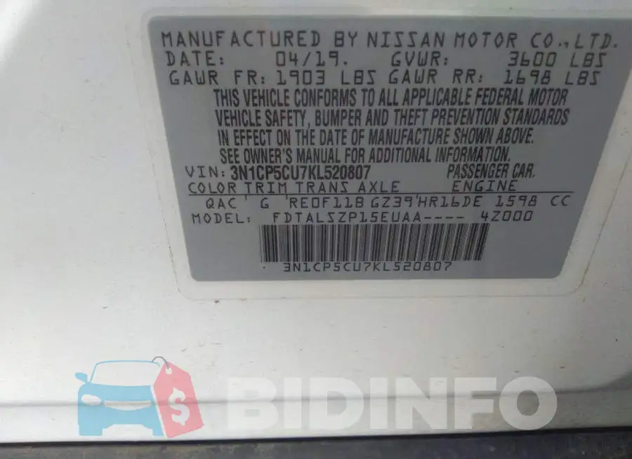 3N1CP5CU7KL520807 Photo# 9