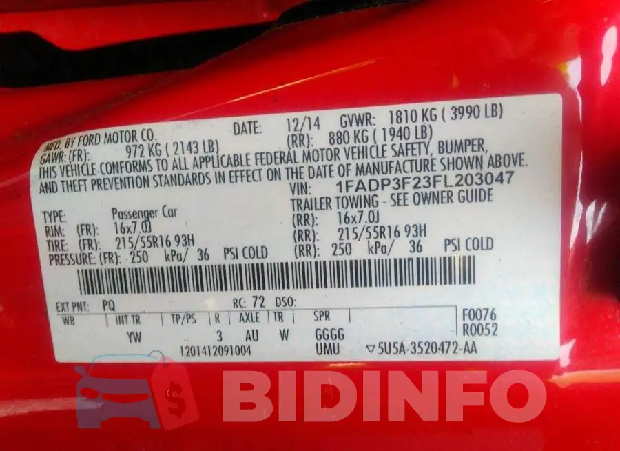 1FADP3F23FL203047 Photo# 9
