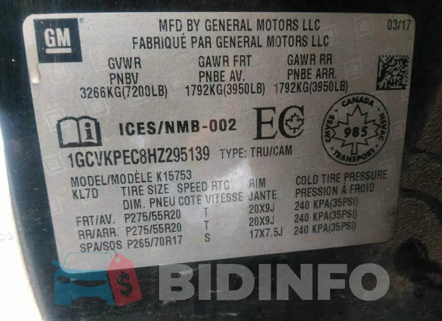 1GCVKPEC8HZ295139 Photo# 9