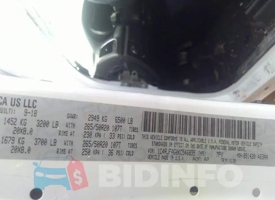1C4RJFAG0KC546835 Photo# 9