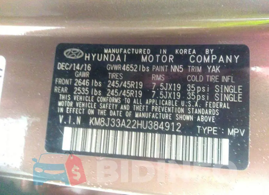 KM8J33A22HU384912 Photo# 9