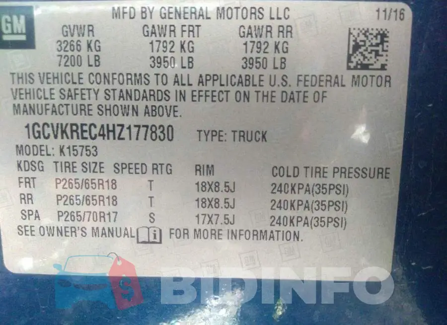 1GCVKREC4HZ177830 Photo# 9