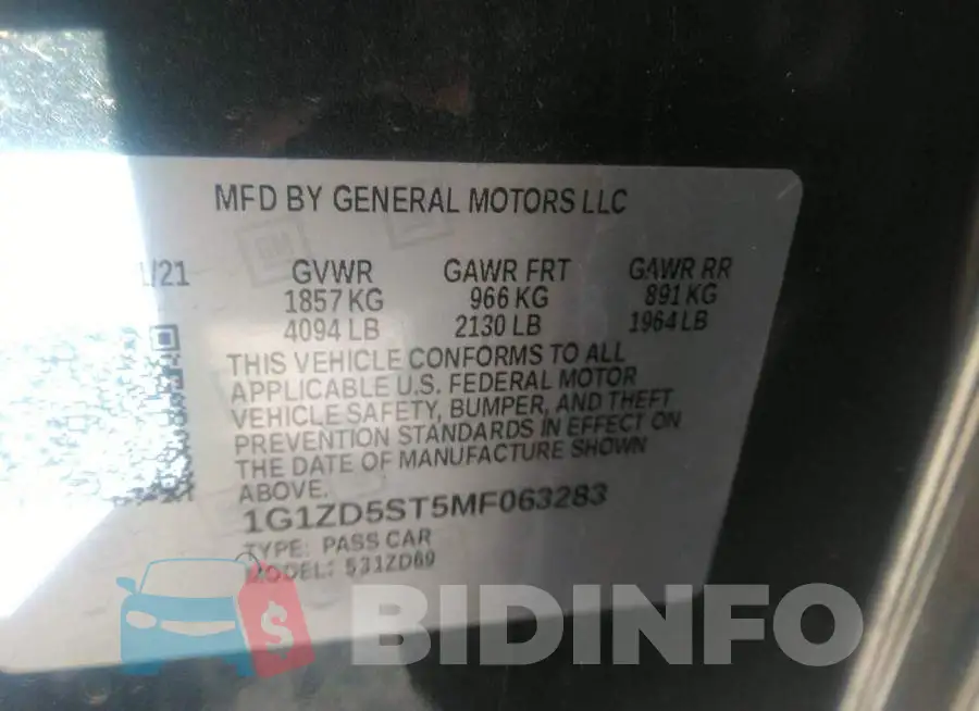 1G1ZD5ST5MF063283 Photo# 9