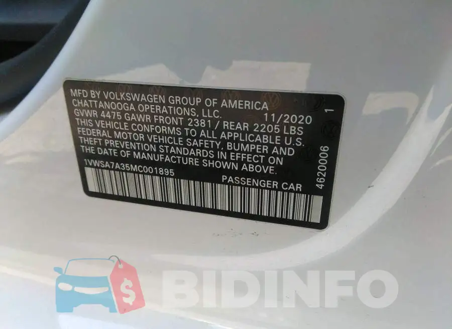 1VWSA7A35MC001895 Photo# 9