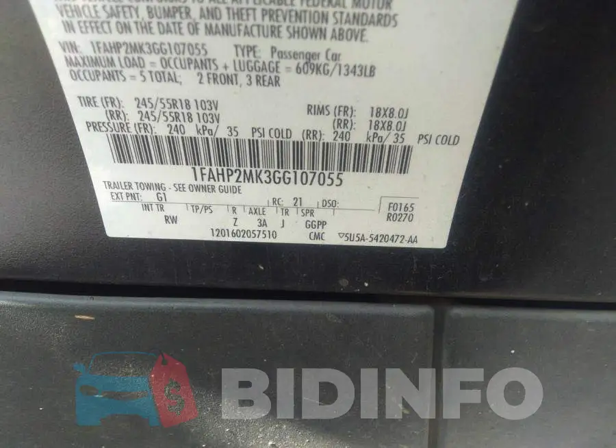 1FAHP2MK3GG107055 Photo# 9