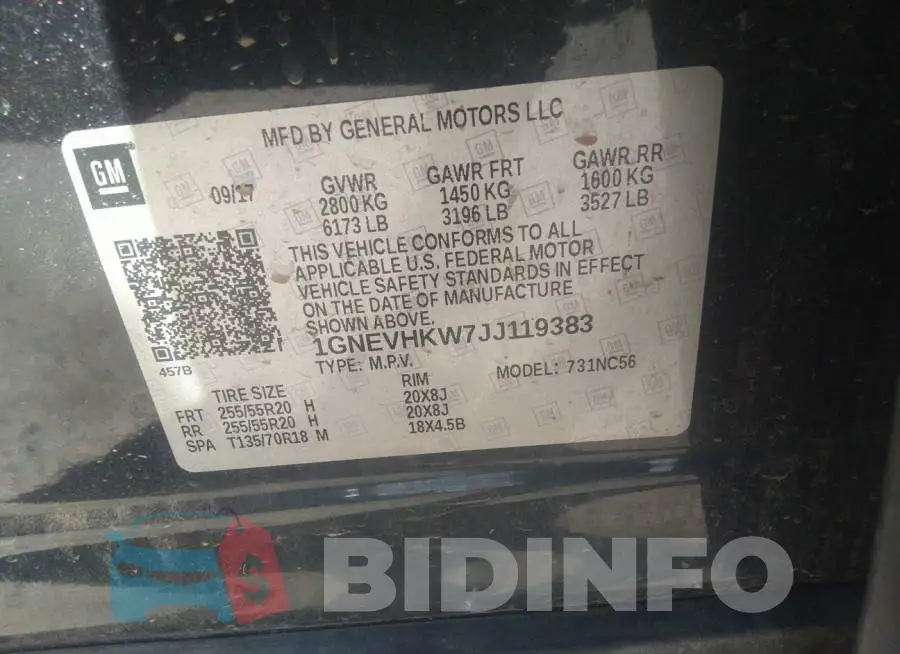 1GNEVHKW7JJ119383 Photo# 9