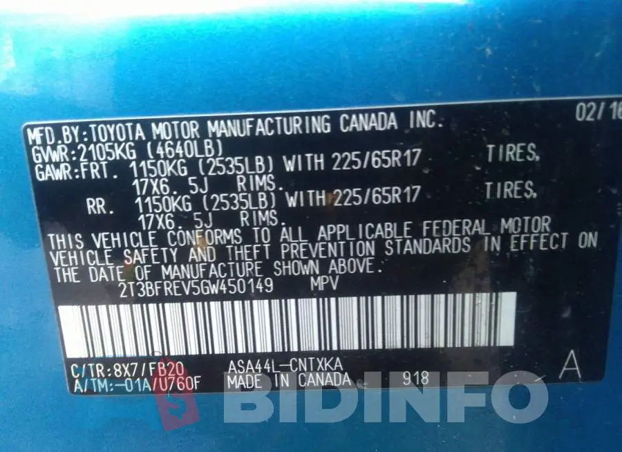 2T3BFREV5GW450149 Photo# 9