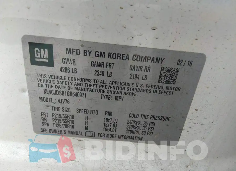 KL4CJDSB1GB640971 Photo# 9