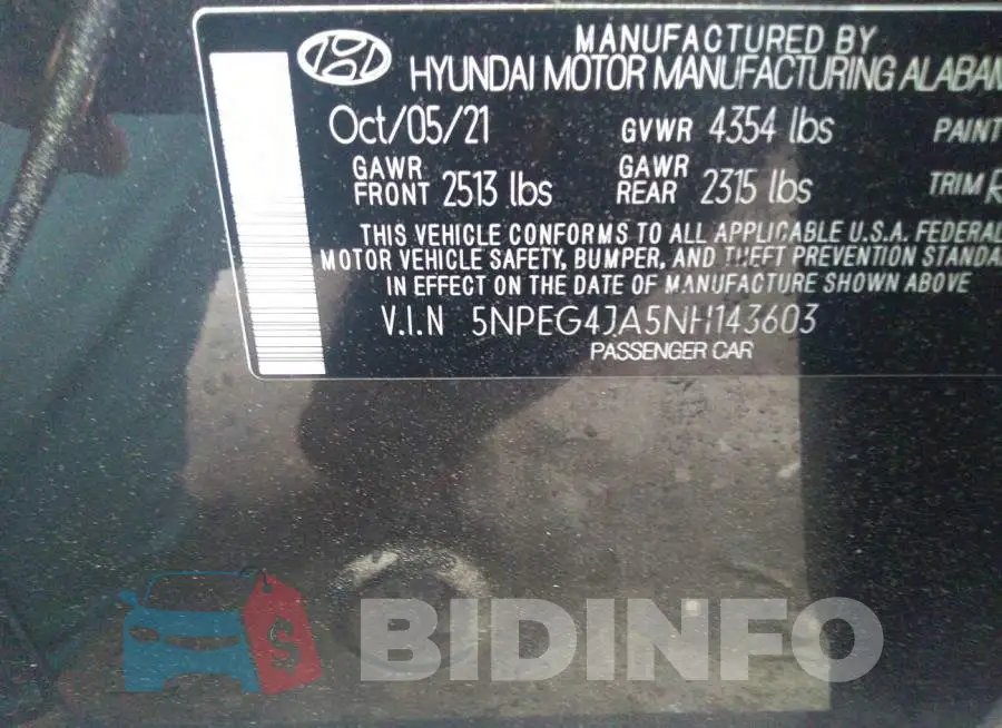 5NPEG4JA5NH143603 Photo# 9